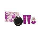 Versace Dylan Purple dárková sada pro ženy parfémovaná voda 100 ml + tělové mléko 100 ml + sprchový gel 100 ml + kosmetická taška    