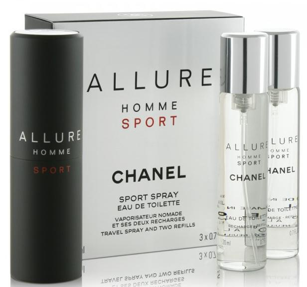 Chanel Allure Homme Sport toaletní voda (1x plnitelná + 2x náplň) pro muže 3 x 20 ml